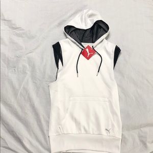 Puma sleeveless netted athletic hoodie shirt Sz XS